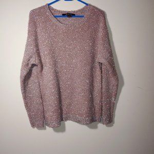 BYdesign Glitter Sweater Long Sleeve Size XL Spanish Rose /SIlver